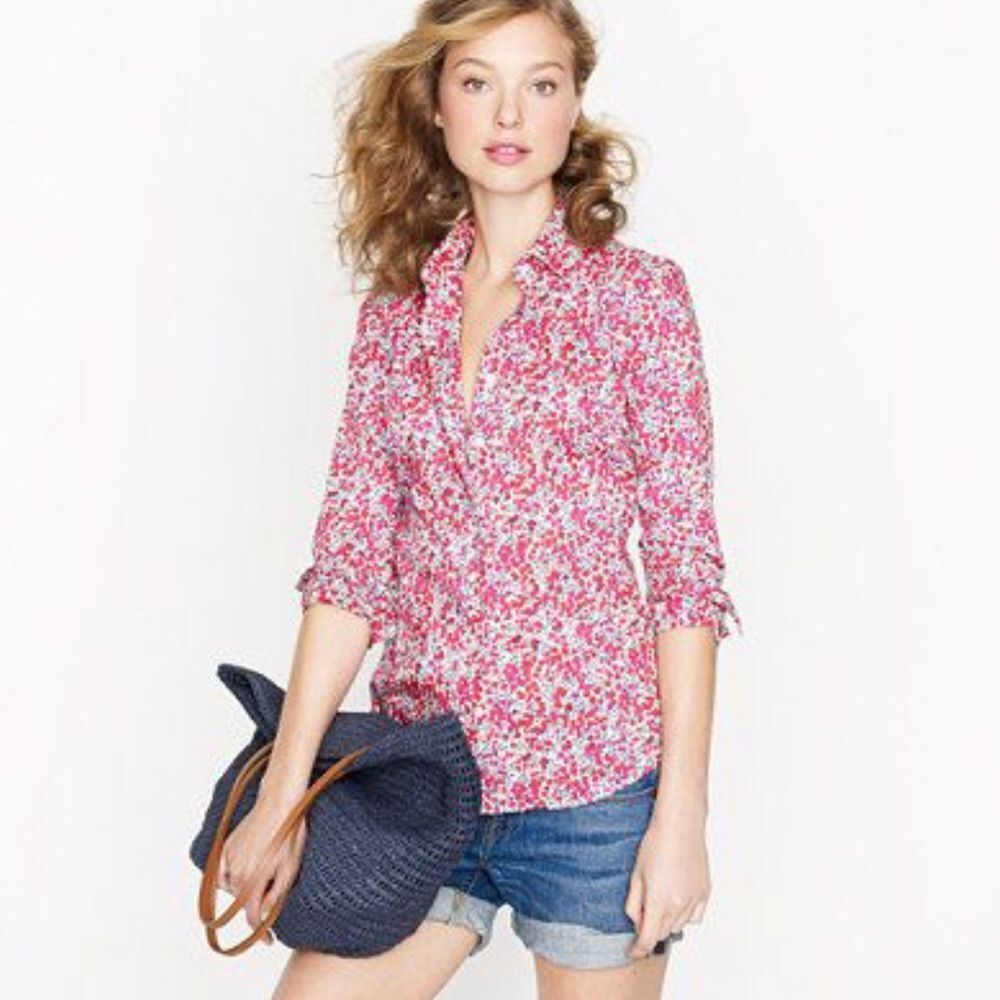 Liberty Fabric for J. Crew Floral Button Down Cotton Shirt Women's Size 6